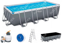 5619Q Bestway Каркасный прямоугольный бассейн, 549х274х132см+фильтрнасос, лестница, тент