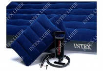 Матрас надувной Classic Downy Fiber-Tech 152x203х25 см, с ручным насосом 64765